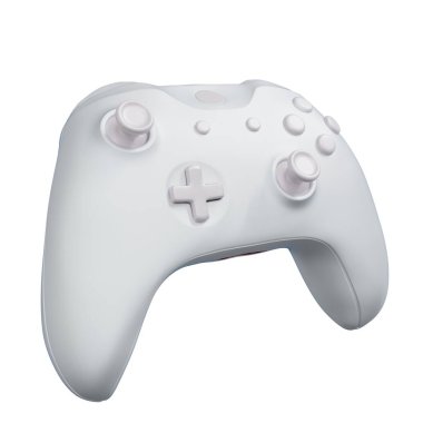 Beyaz Joystick. Game Stick, Game Controller, oyun konsolu, oyun konsepti. Beyaz arka planda izole edilmiş. 3B Hazırlama