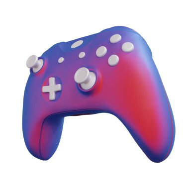 Renkli gradyan Joystick. Game Stick, Game Controller, oyun konsolu, oyun konsepti. Beyaz arka planda izole edilmiş. 3B Hazırlama