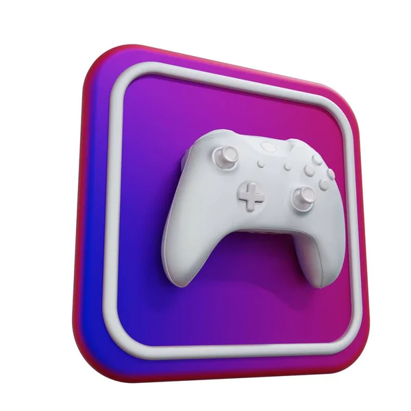 White Joystick Icon Logo Game Concept Isolated White Background Rendering — Stock Photo, Image