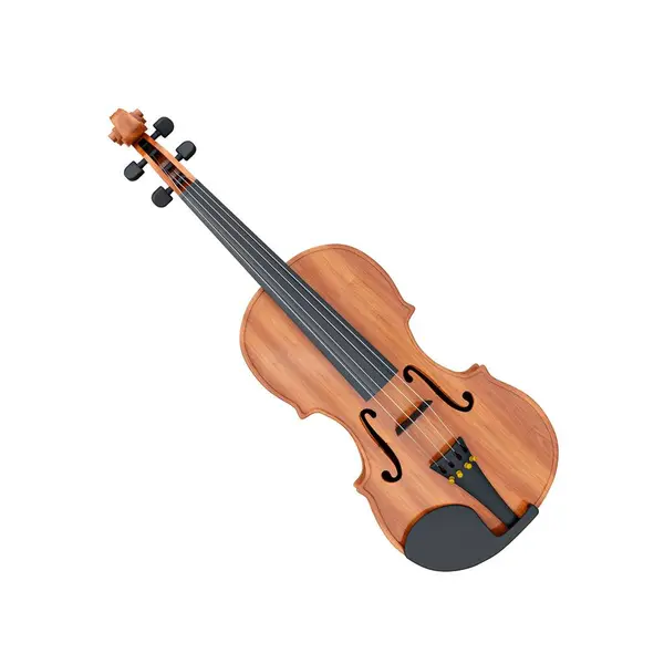 Wood Realistic Violin Musical Tool Icon Isolated White Background Rendering — Stock Photo, Image