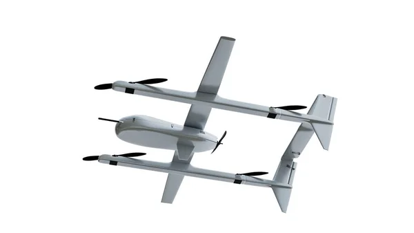 3D灰现实无人航空飞行器无人机 被白色背景隔离 3D渲染 — 图库照片