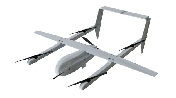 Gri Gerçekçi Nsansız Hava Aracı Dronu Beyaz Arka Planda Izole — Stok fotoğraf