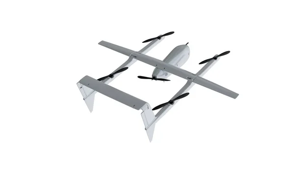 Grey Realistic Drone Veículo Aéreo Não Tripulado Isolado Fundo Branco — Fotografia de Stock
