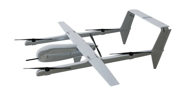 3D灰色現実的な無人航空機のドローン 白い背景に孤立した 3Dレンダリング — ストック写真