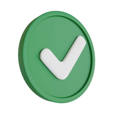 3 Boyutlu Yeşil İşaretleme Kutusu. Mark 'ı. 3D Illustration. Beyaz arka planda izole edilmiş. 3B görüntüleme