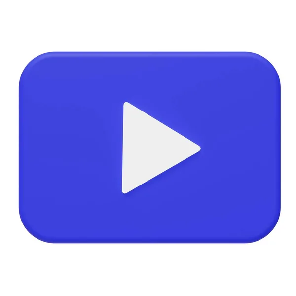 Blue Play Button Icon Isolated White Background Rendering — Stock Photo, Image