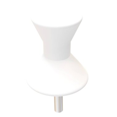 Üç boyutlu beyaz raptiye. Pin çiziyorum. Beyaz arka planda izole edilmiş. 3B görüntüleme.