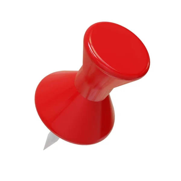 Red Push Pin Kreslící Špendlík Izolované Bílém Pozadí Vykreslování — Stock fotografie