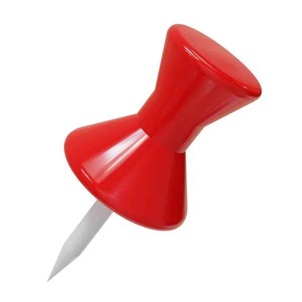 Red Push Pin Kreslící Špendlík Izolované Bílém Pozadí Vykreslování — Stock fotografie