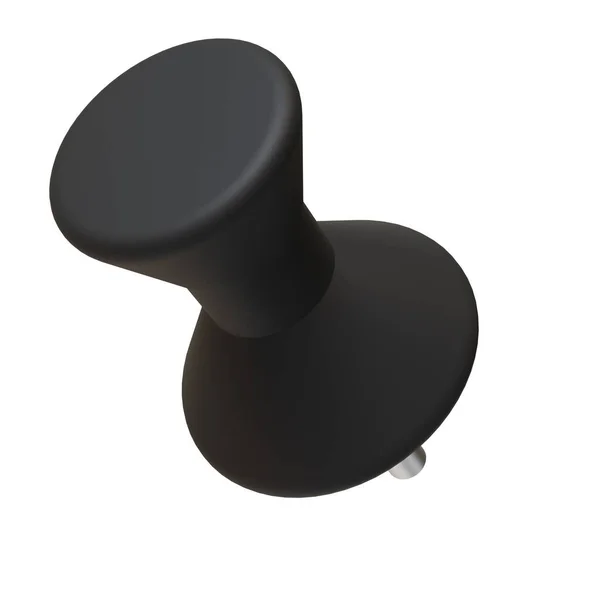 3Dブラックプッシュピン ピンを描く 白い背景に孤立した 3Dレンダリング — ストック写真