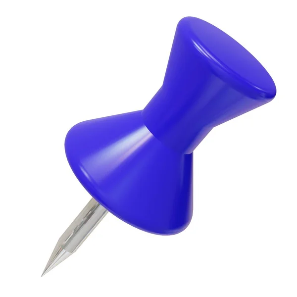 Pin Azul Push Desenhar Pin Isolado Fundo Branco Renderização — Fotografia de Stock