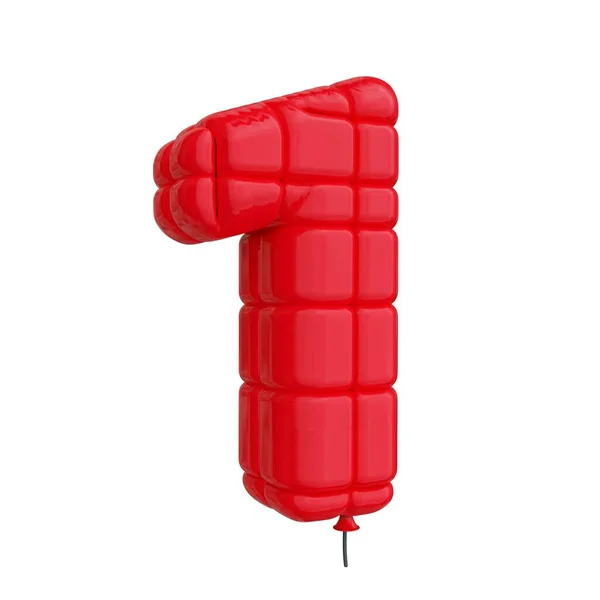 Červený Balón Číslo1 Izolováno Bílém Pozadí — Stock fotografie