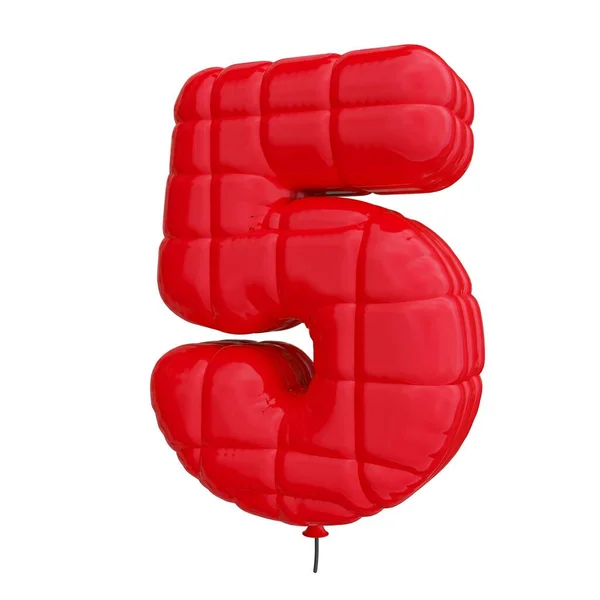 Röd Ballong Nummer Isolerad Vit Bakgrund — Stockfoto