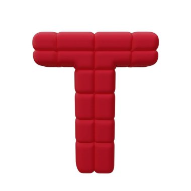 T harfi kırmızı balon. Beyaz arka planda izole edilmiş. 3B görüntüleme.