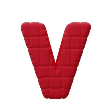 V harfi kırmızı balon. Beyaz arka planda izole edilmiş. 3B görüntüleme.