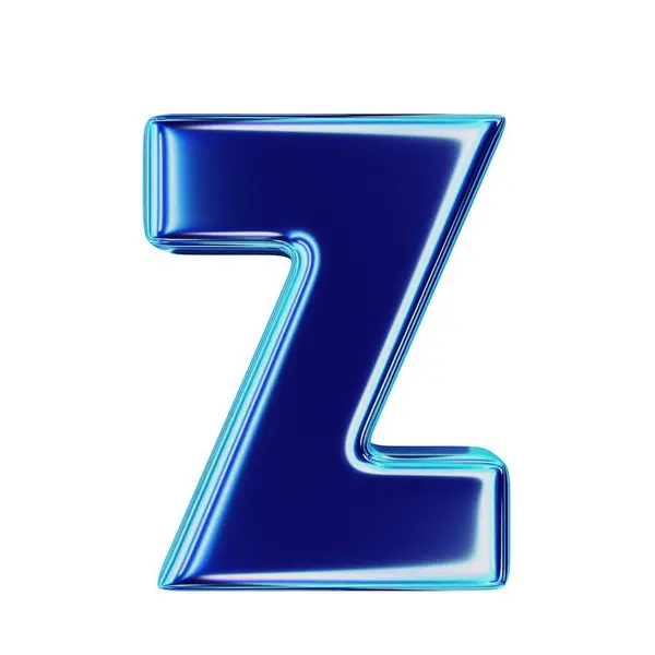 字母Z蓝色金属 被白色背景隔离 3D渲染 — 图库照片