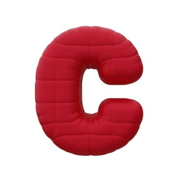 Kırmızı Balon Harfi. Beyaz arka planda izole edilmiş. 3B görüntüleme.