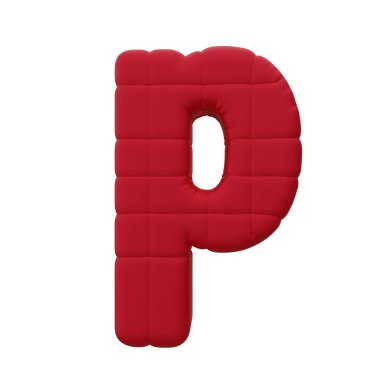 Kırmızı Balon Harfi. Beyaz arka planda izole edilmiş. 3B görüntüleme.