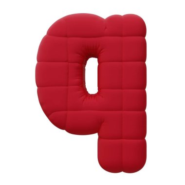 Kırmızı Balon Harfi. Beyaz arka planda izole edilmiş. 3B görüntüleme.