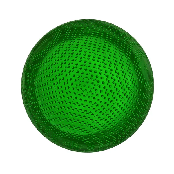 3Dグリーンボール 白い背景に隔離される — ストック写真
