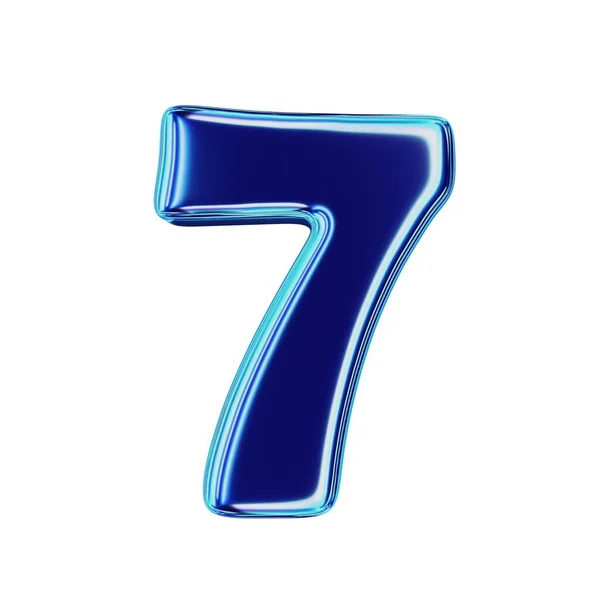 Modrý Kov Číslo7 Izolované Bílém Pozadí Vykreslování — Stock fotografie