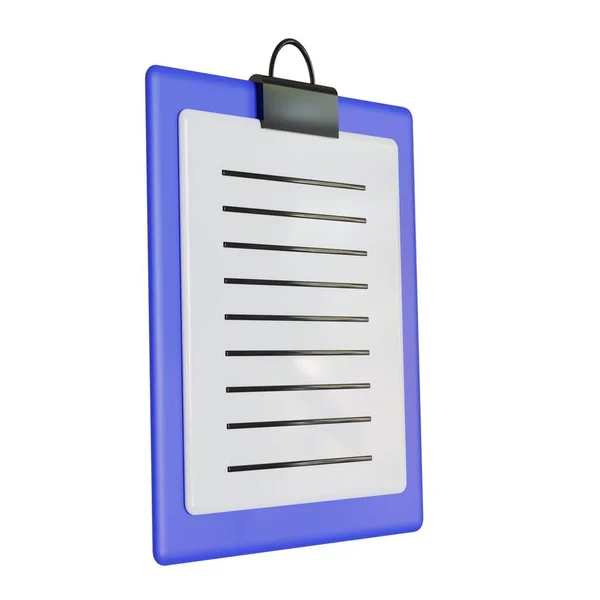 Blue Cartoon Clipboard Rendering Isolated White Background — Stock Photo, Image