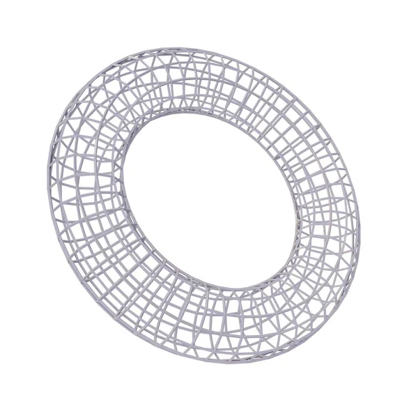 Wireframe Shape Torus被白色背景隔离 3D渲染 — 图库照片