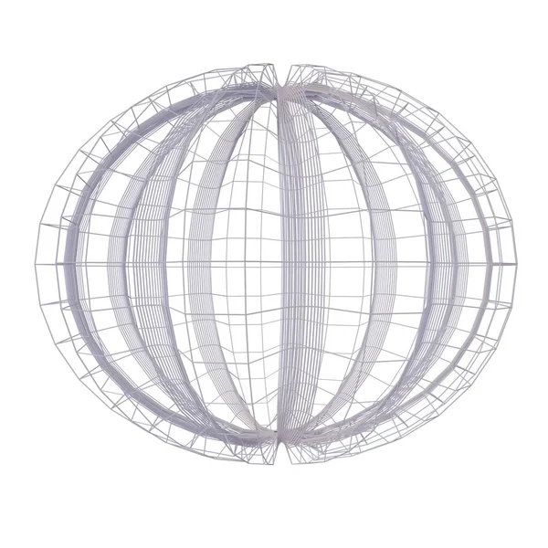 具有网格模式的圆形抽象形状 被白色背景隔离 3D渲染 — 图库照片