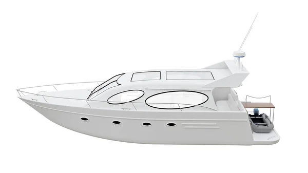 Rendering White Realist Lux Yacht Plăcere Vedere Laterală Izolat Fundal — Fotografie, imagine de stoc