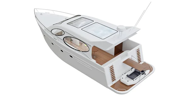 Rendering White Realistic Luxury Pleasure Yacht Vista Lateral Aislado Sobre — Foto de Stock