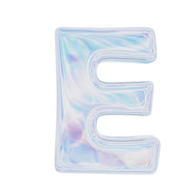 Sanal harf E. 3D görüntüleme. Beyaz arkaplanda izole.