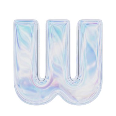 Sanal harf W. 3D görüntüleme. Beyaz arkaplanda izole.