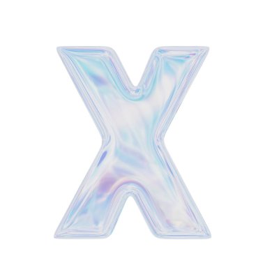 Holografik harf X. 3 boyutlu görüntüleme. Beyaz arkaplanda izole.