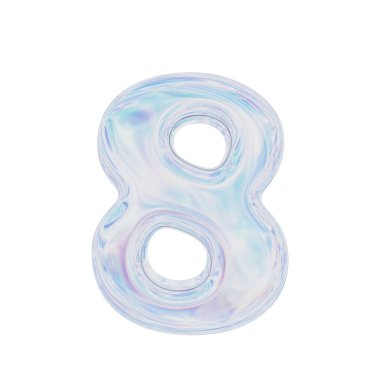 Sekiz Numaralı Holografik. 3 boyutlu görüntüleme. Beyaz arkaplanda izole.