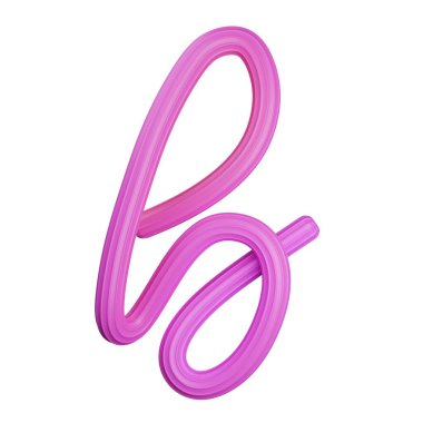 Pembe gradyan kremalı harf B. 3 boyutlu görüntüleme. Beyaz arkaplanda izole.