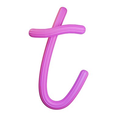 Pembe gradyan kremsi T. 3D harfi. Beyaz arkaplanda izole.