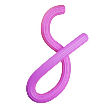 Pembe gradyan kremalı S 3D harfi. Beyaz arkaplanda izole.