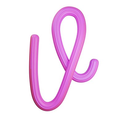 Pembe gradyan kremalı V-3D harfi. Beyaz arkaplanda izole.