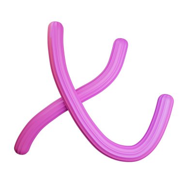 Pembe gradyan kremalı X harfi. 3 boyutlu görüntüleme. Beyaz arkaplanda izole.