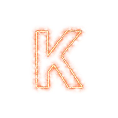 Alfabe Ateş Harfi K. Beyaz arka planda izole edildi.