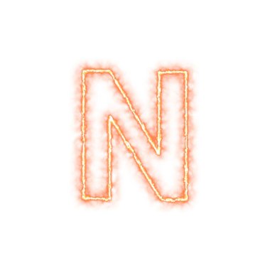 Alfabe Ateş Harfi N beyaz arkaplanda izole edildi.