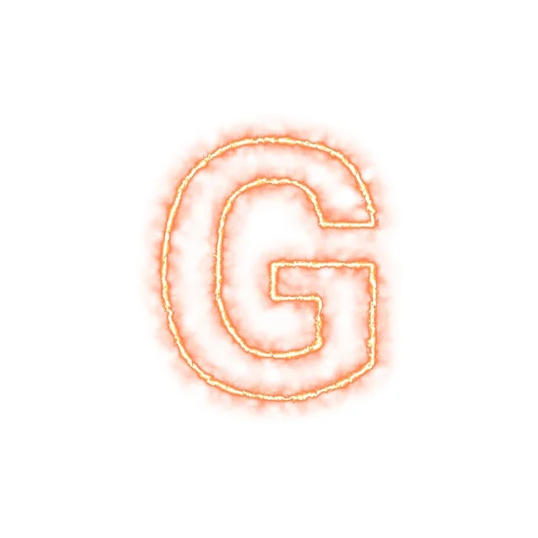 アルファベットの火の手紙G 白い背景に隔離される — ストック写真