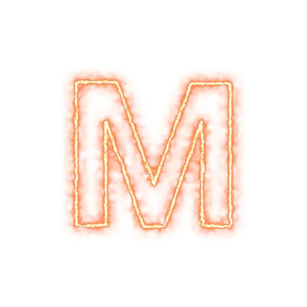 アルファベットの火文字M 白い背景に隔離される — ストック写真