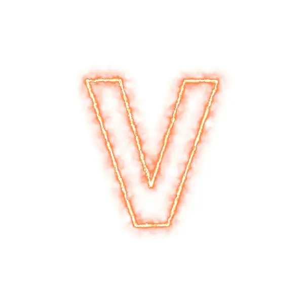アルファベットの火文字V 白い背景に分離される — ストック写真