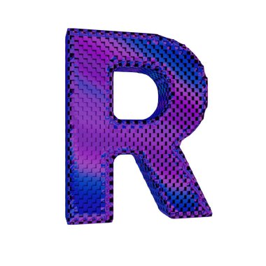 Mor Cam Doku Harfi A. Beyaz arka planda izole edilmiş. 3B görüntüleme.