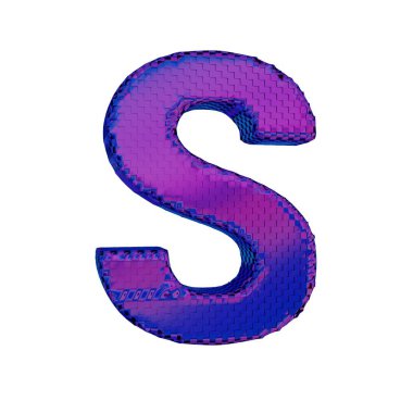 Mor Cam Doku Harfi A. Beyaz arka planda izole edilmiş. 3B görüntüleme.