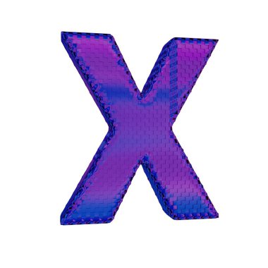 Mor Cam Doku Harfi A. Beyaz arka planda izole edilmiş. 3B görüntüleme.