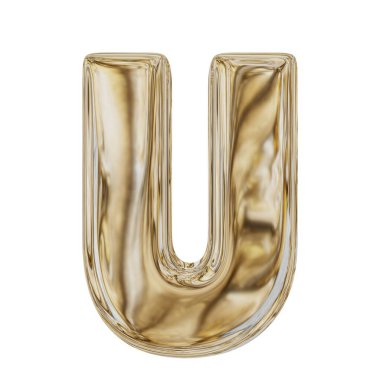 Altından metalik harf. Beyaz bir arka planda izole edilmiş. 3B görüntüleme.