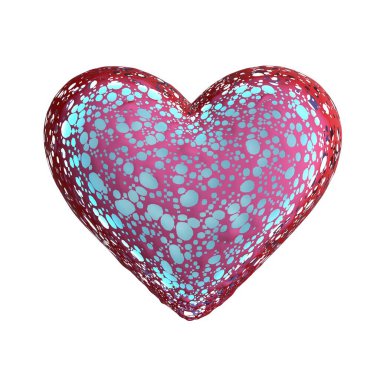 Soyut Kalp, beyaz bir arkaplanda izole edilmiş. 3 boyutlu görüntüleme. Sevgililer Günü elementi