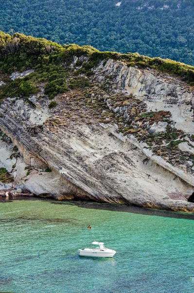 Europa Frankreich Korsika Haute Corse Cap Corse Verankertes Boot Einer — Stockfoto
